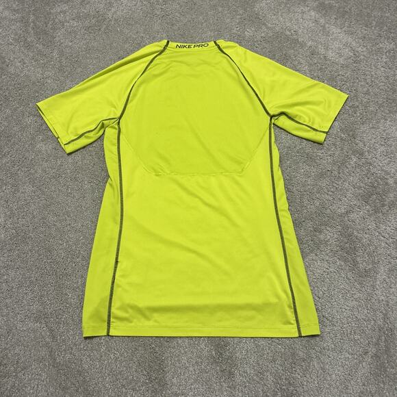 Nike Men's Size Small Pro Short Sleeve Shirt Neon Yellow - Picture 5 of 5